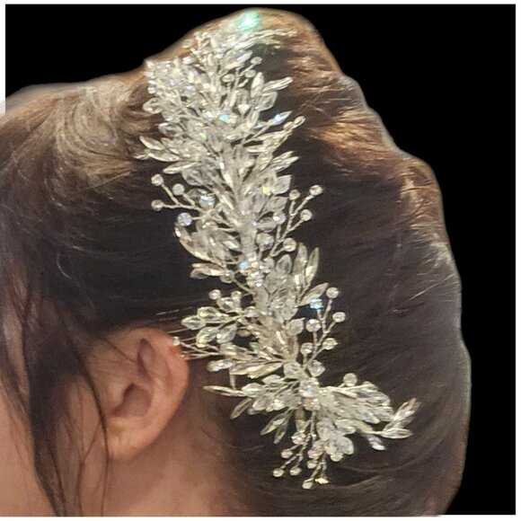 Silver/Crystal Woven Large Hairpiece main image 6
